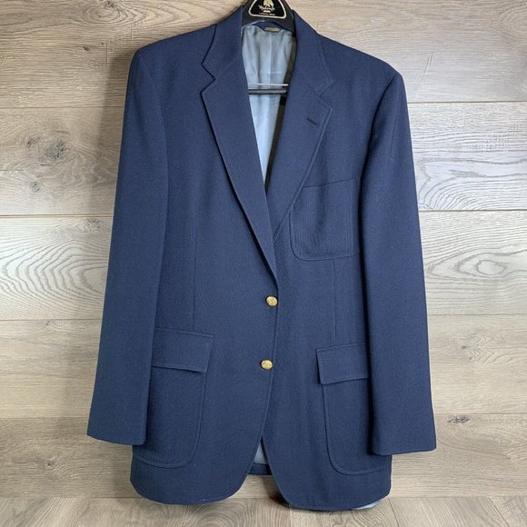 Linett Ltd. Cullwell & Son, Mens 2 Button Blazer Pockets Navy Size M - Picture 2 of 10